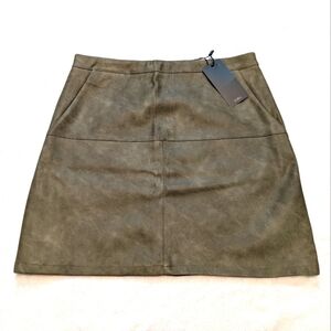 Shinestar Olive Green Leather Mini Skirt Size Large